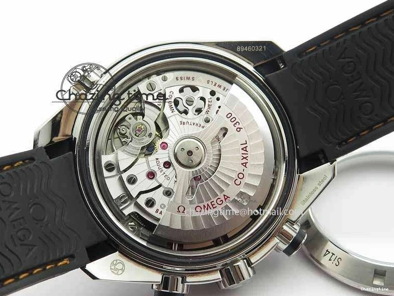 0429 Planet Ocean Master Chrono 45mm SS OM 1:1 Best Edition Black Dial Orange 12 On Rubber Strap A Durable 8169